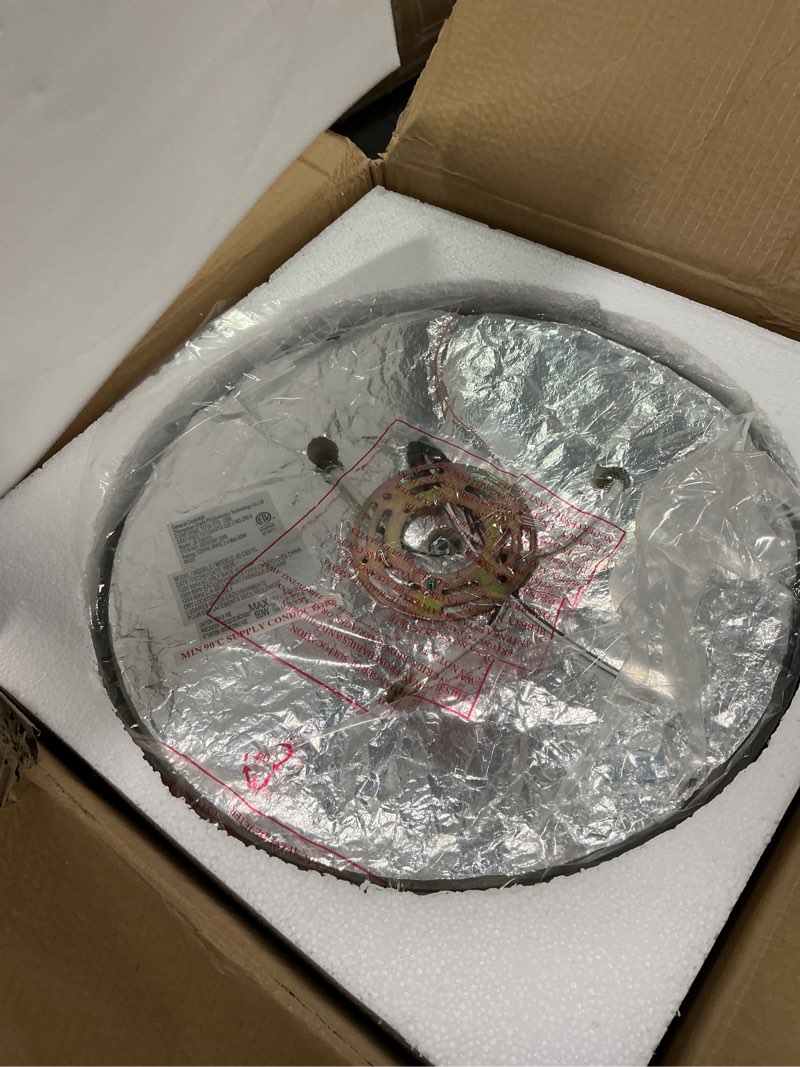 Condition photo showing Good Condition for Emliviar 15 Inch Farmhouse Flush Mount Ceiling Light Fixture, Outdoor 3-Light Ceiling Lamp for Porch Kitchen Living Room, Seeded Glass Oil Rubbed Bronze Finish, GE263MF ORB Oil-Rubbed Bronze Large