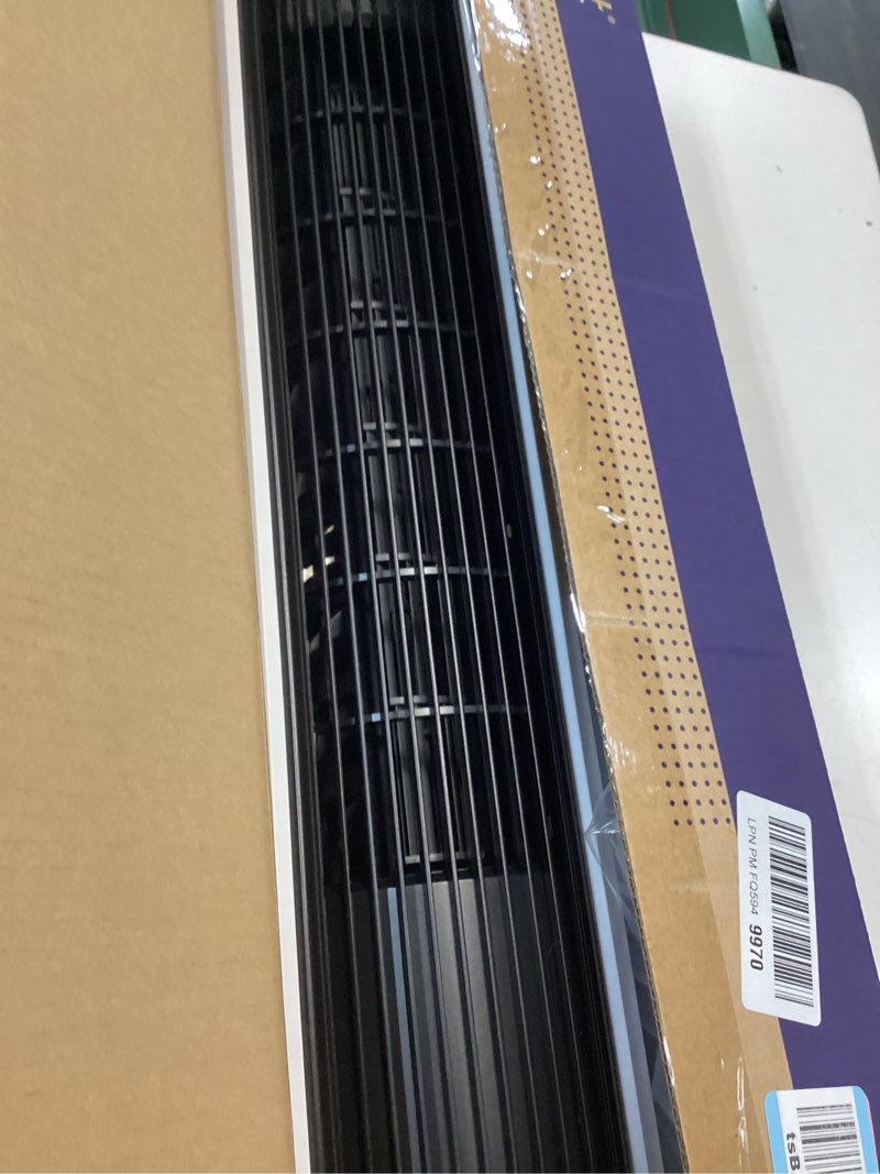 Condition photo showing As Is for levoit tower fan for bedroom, 25ft/s velocity standing fan with 28db quiet for sleep, remoter, 12h timer, 5 speeds, 4 modes, 90° oscillation for home, office, indoor, bladeless 36 inch, white white 36 inches