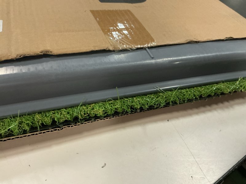 Condition photo showing As Is for Dog Grass Pad with Tray: 2 Pack Grass Pee Pads for Dogs Potty for Puppy Training, 22"x18" Artificial Turf for Dogs with Collection Tray for Indoor /Outdoor /Patio /Balcony, Grey Grey Tray 2 Pads + 22"x18" Grey Tray