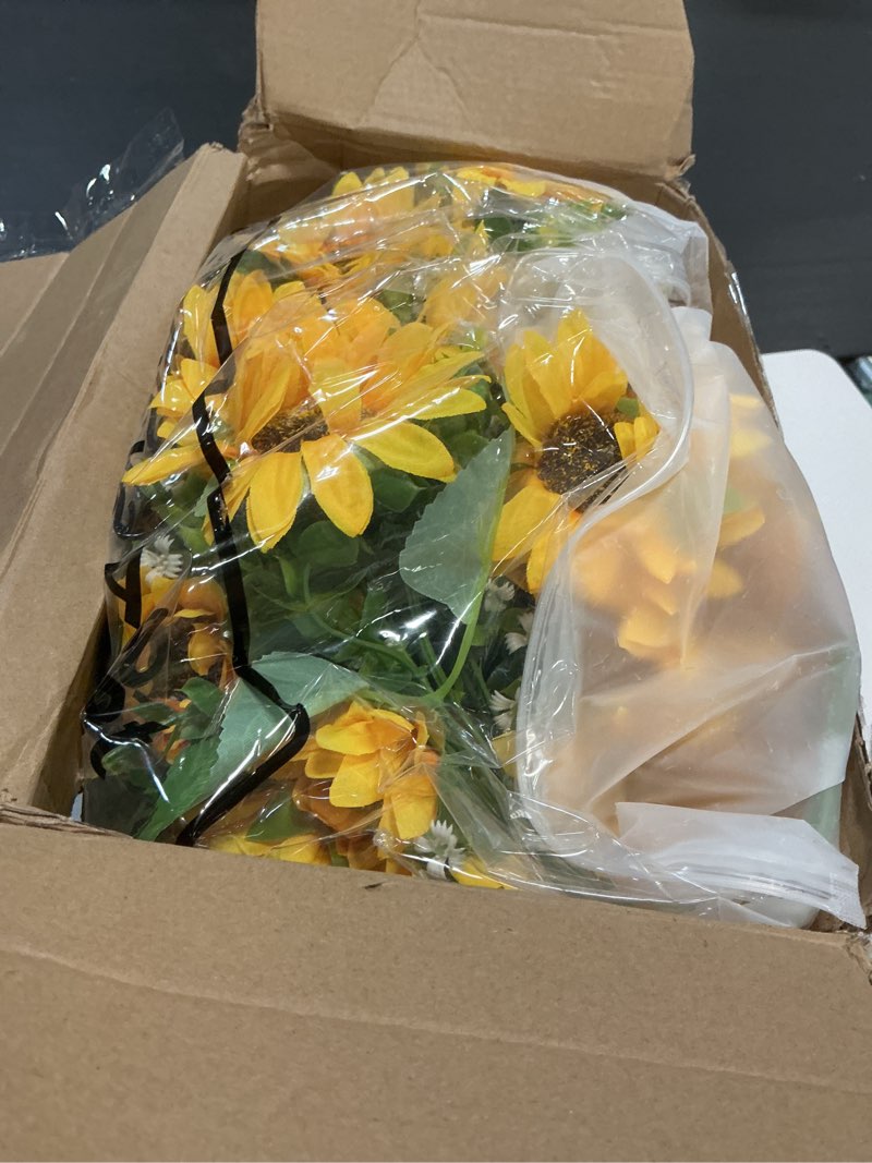 Condition photo showing Good Condition for silifine 12 sets sunflowers centerpieces for tables artificial sunflower with vase rustic faux flower for home summer spring kitchen decor (vintage color) vintage color 12