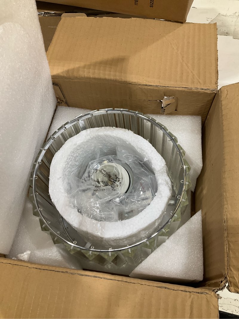 Condition photo showing Good Condition for buxvrcs semi flush mount modern chandelier, crystal ceiling light fixture, small close to ceiling light for living room, bedroom, hallway, bathroom, kitchen, entryway (silver)
