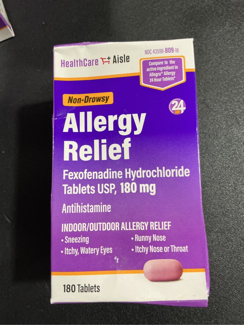 Condition photo showing New/Like New for HealthCareAisle Allergy Relief - Fexofenadine Hydrochloride Tablets USP, 180 mg - 180 Tablets - Allergy Medication, Non-Drowsy 24-Hour Relief 180 Count (Pack of 1) 180mg