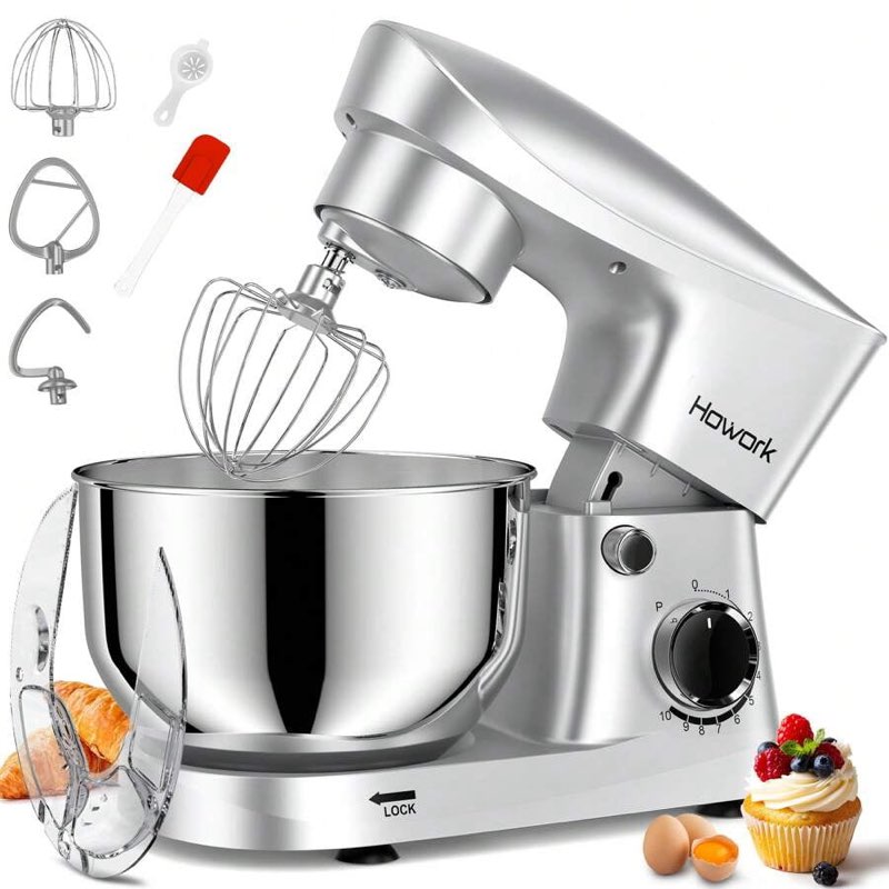 facelle stand mixer, 10-speed 6qt kitchen electric mixer, tilt-head food mixer with beater, dough ho