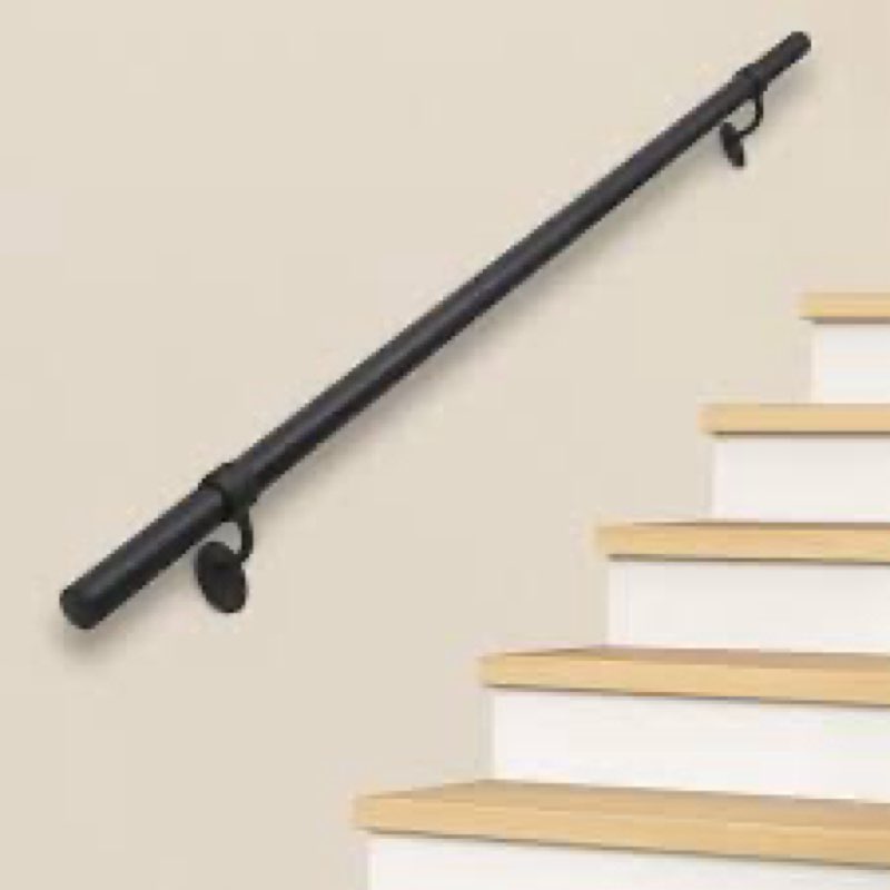 Thsgrt Pipe Stair Handrail Black Hand Rail for Indoor & Outdoor Steps Metal Handrail for Indoor Stai