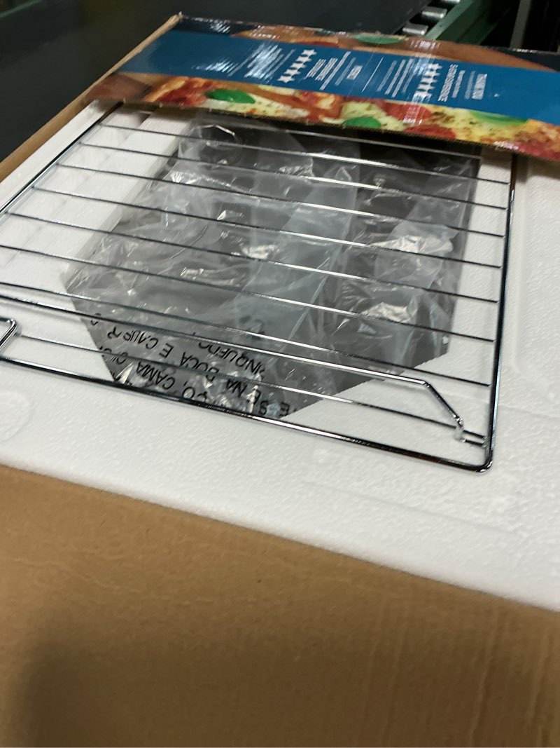 Condition photo showing New/Like New for black + decker crisp  n bake pro 6-slice air fryer toaster oven with basket  pan  rack & tray  stainless steel