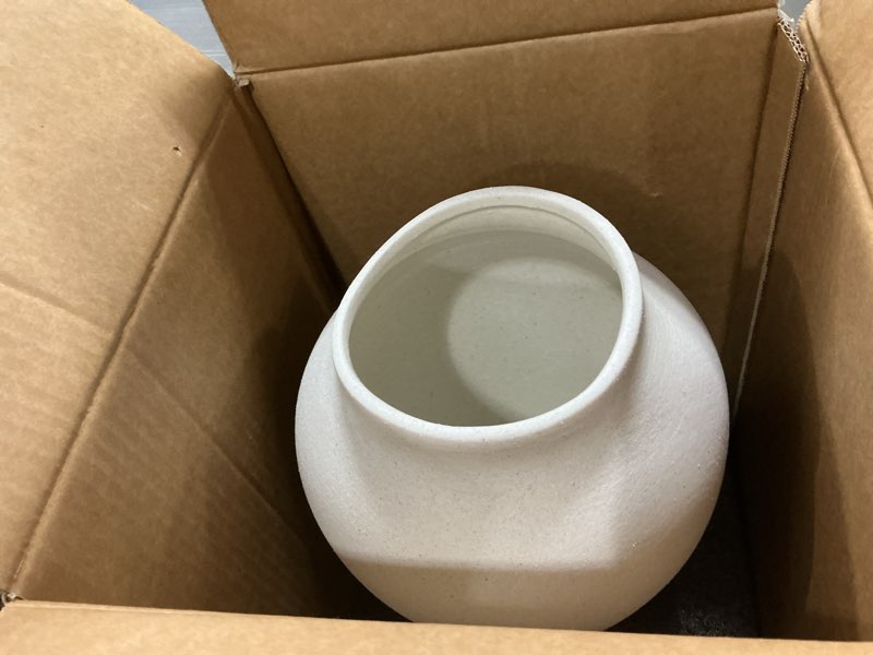 Condition photo showing New/Like New for white ceramic vase - large 13.6 inch tall floor vase for centerpieces, farmhouse rustic minimalist home decor for living room, enterway, wedding (sandstone white) sandstone white 13.6 inch