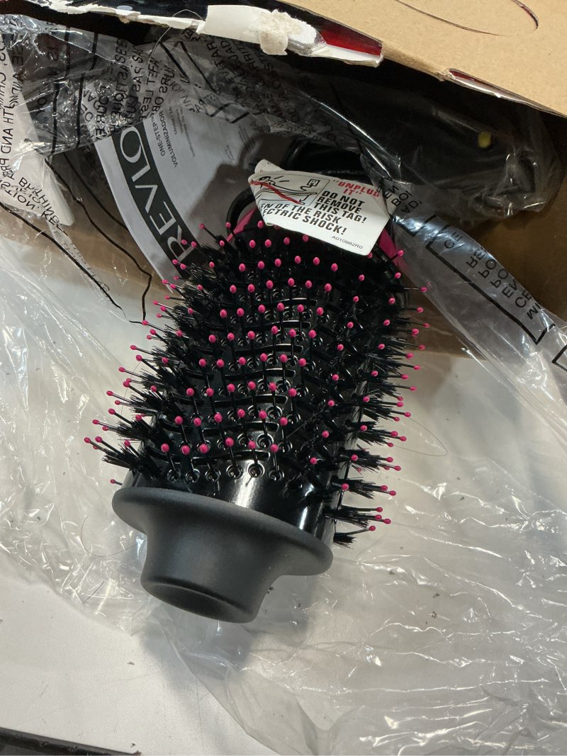 Condition photo showing As Is for revlon one-step volumizer hair dryer and styler | less frizz, more shine, and less heat damage for fast and easy salon-style blowouts, for all hair types and lengths (black) black 1.0 volumizer