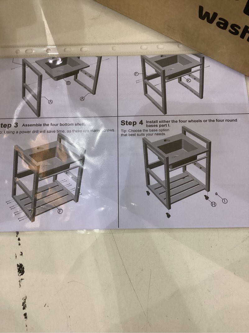 Bathroom Sink for Kids, Adjustable Height Small Sink with Solid Wood Stand, Stainless Steel Basin, Portable, No Plumbing Required. Montessori