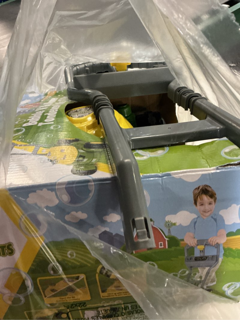 Condition photo showing Good Condition for john deere bubble lawn mower for toddlers, bubble blowing machines, indoor and outdoor gardening toy, birthday, party favor for preschool girls and boys, no batteries required, 2+
