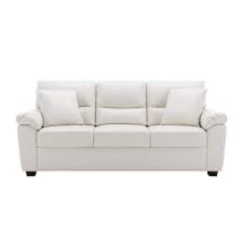 (incomplete box 1/3)Morden Fort Garrin Series 3-Pieces White PU Leather Living Room Sofa
