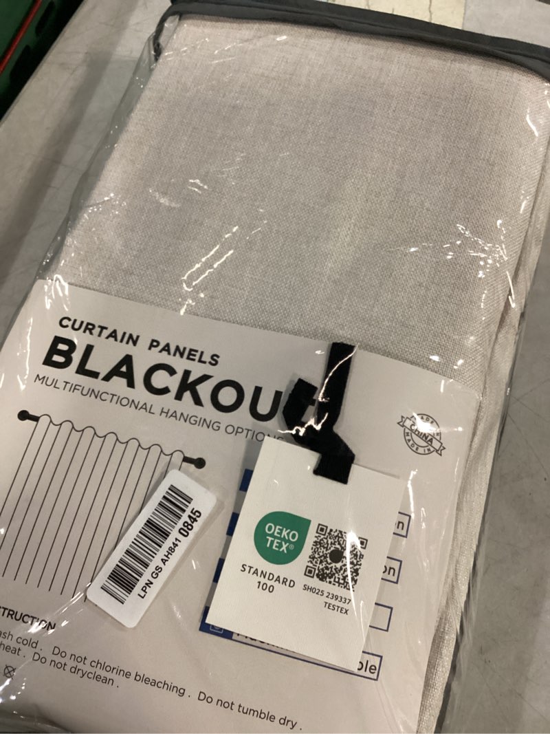 Condition photo showing New/Like New for 100% blackout shield linen blackout curtains for bedroom 96 inches long, back tab/rod pocket living room drapes, thermal insulated blackout curtains 2 panels set, 50" w x 96" l, beige beige 50"w x 96"l (pack of 2)