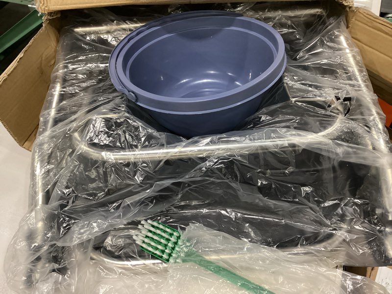 Condition photo showing As Is for 4 in 1 Folding Bedside Commode Chair for Elderly with Arms and Back,Adjustable Height Raised Toilet Seat with Handles,Adults Potty Chair for Seniors,Disabled and Pregnant (with Paper Roll Holder)