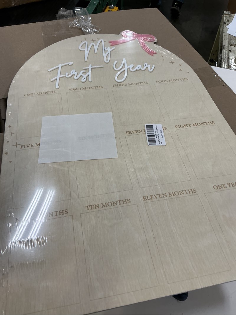 Condition photo showing Good Condition for wauao bow my first year birthday board - one year of photo board,monthly milestone wood photo board,