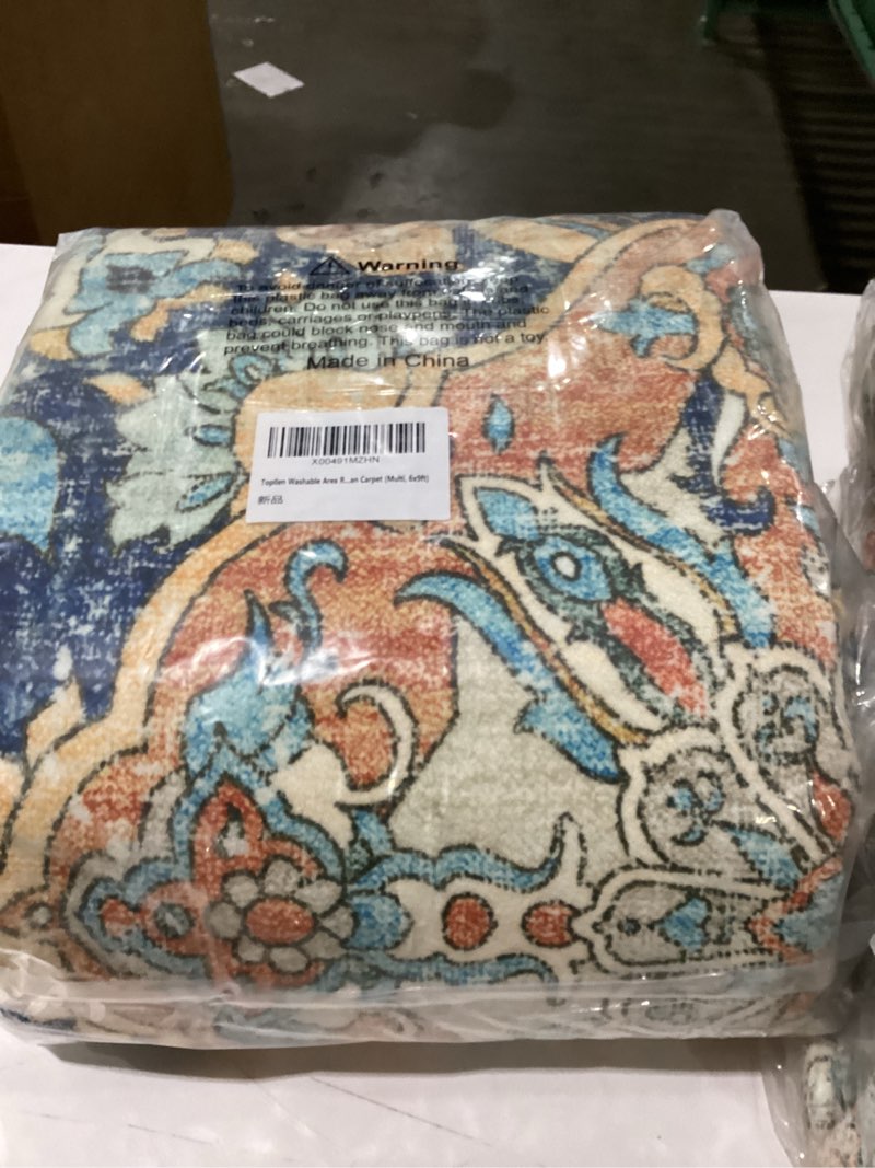 Condition photo showing New/Like New for Simular to stock photo Topllen Washable Area Rug - Area Rug 6'x9' Boho Soft Living Room Rug, Non-Slip Large Area Rugs Indoor for Dining Room Livingroom Bedroom, Vintage Rug (Multi, 6x9ft) Visit the Topllen Store