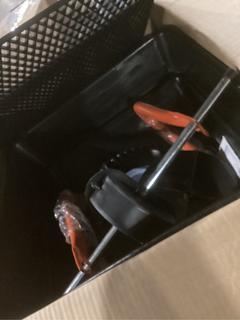 Condition photo showing As Is for similar to chapin 8701b garden push seeder planter with 6 seed plates for up to 20 varieties of seeds, zinc plow blade, row marker, powder coated steel frame, red/black