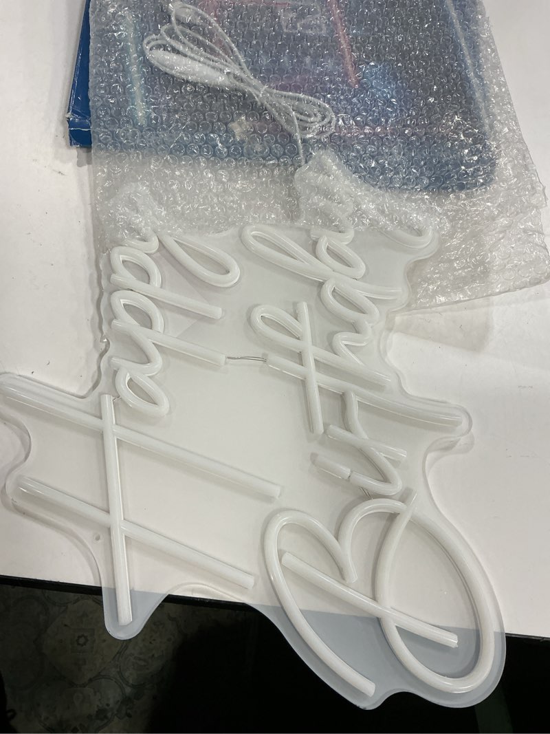 Condition photo showing Good Condition for happy birthday neon sign for wall decor, dimmable led happy birthday light up sign, happy birthday sign for all birthday party decoration backdrop and any ages bday celebration, white white-happy birthday