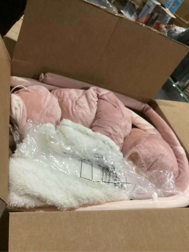 Condition photo showing Good Condition for Mallify 5-in-1 Thick Plush Baby Play Gym Mat, Tummy Time Mat with 6 Sensory Toys, Baby Play Mat, Convertible Baby Gym for Stage-Based Development from Babies to Toddlers, Baby Essentials Gift, Pink Pink Round