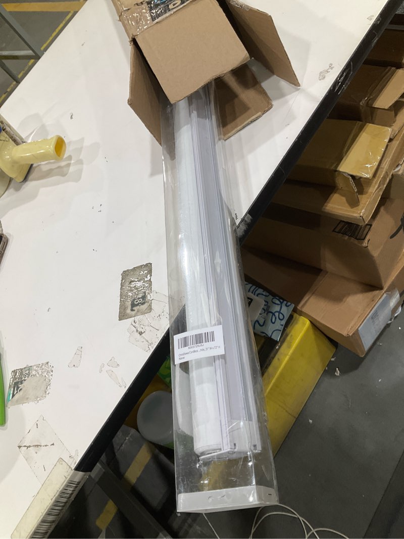 Condition photo showing Good Condition for chrisdowa cordless 100% blackout roller shade, with striped jacquard, thermal insulated, uv protection fabric, total blackout blinds for window, french doors, home and office. white, 31" w x 72" h 31"w x 72"h white