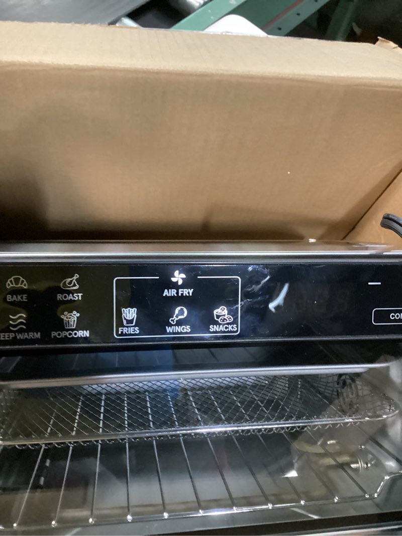 Condition photo showing Good Condition for Gourmia Toaster Oven Digital Air Fryer - Convection Mode with 4 Slice Capacity, 3 Rack Positions, 12 Presets, Toast, Bagel, Bake, Roast, Broil, Dehydrate, Popcorn, Fits 9" Pizza, Stainless Steel Large Silver
