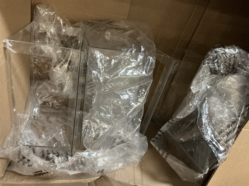 Condition photo showing As Is for mDesign Plastic Closet Organizer Bin w/Pull Out Drawer - Stackable Storage for Closet - Organization for Shoes, Clothes, Bags, Totes, Small Linens, and More - Lumiere Collection - 2 Pack - Clear 8 x 12 x 6 (Pack of 2)