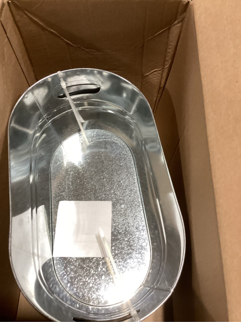 Condition photo showing Good Condition for 4Pcs 4 Gallon Galvanized Ice Bucket Large Galvanized Tub with Scoops Ice Bucket for Parties Mimosa Bar Supplies with Carry Handles Metal Beverage Tub for Champagne Cocktails Beer Drink Wine Silver