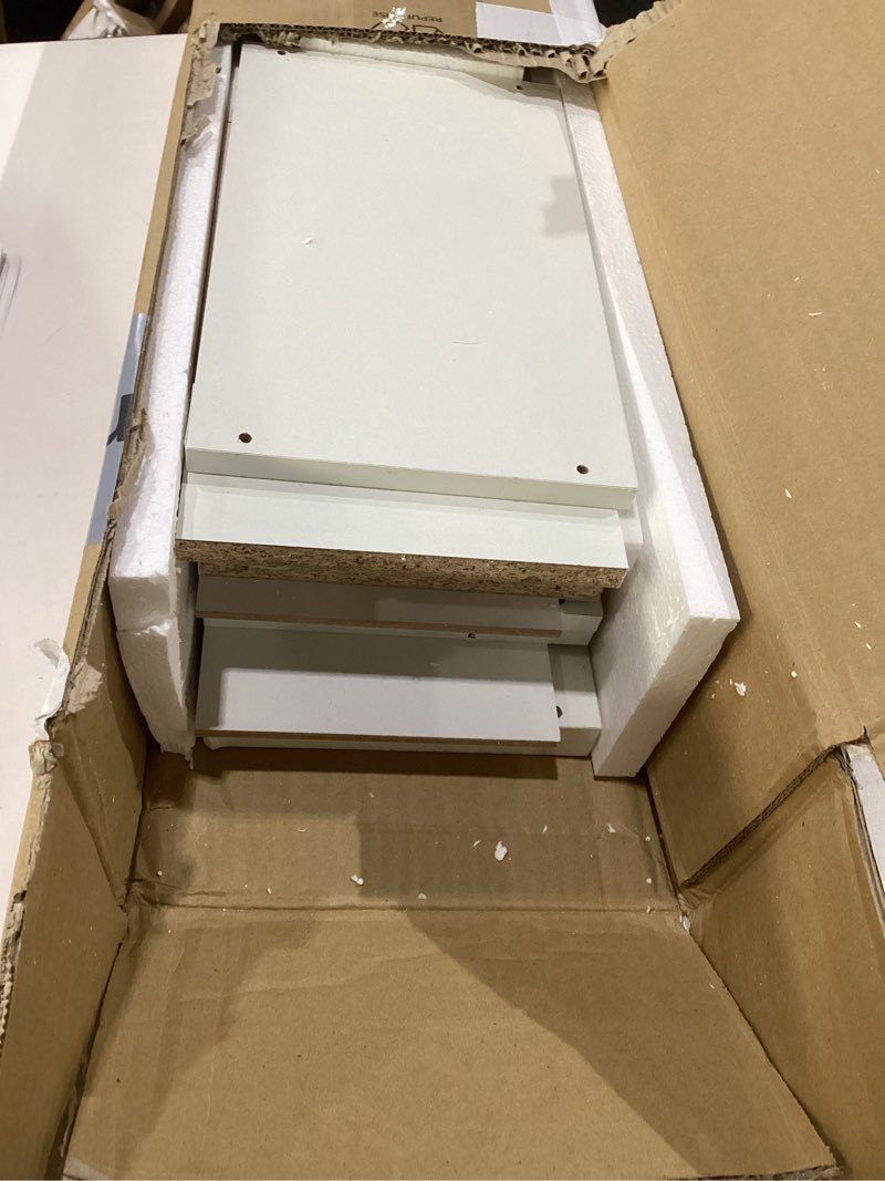 Condition photo showing As Is for furinno indo 8-tier adjustable shelves multimedia media storage tower rack, white white 8-shelf, slim