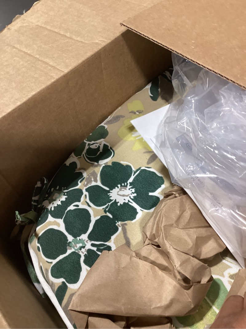 Condition photo showing Good Condition for magpie fabrics 17"x16"x2" u-shape chair cushions with ties 4 count, outdoor indoor waterproof all weather seat pads decoration for patio garden dining office - green floral a green floral set of 4