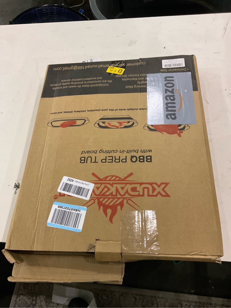 Condition photo showing As Is for Collapsible BBQ Prep Tub for Meal Prep, Marinating, and Food Storage - Includes Cutting Board and Locking Lid,Ideal Gifts for Christmas,Dad,mother (X-Large) Black (X-Large)Black