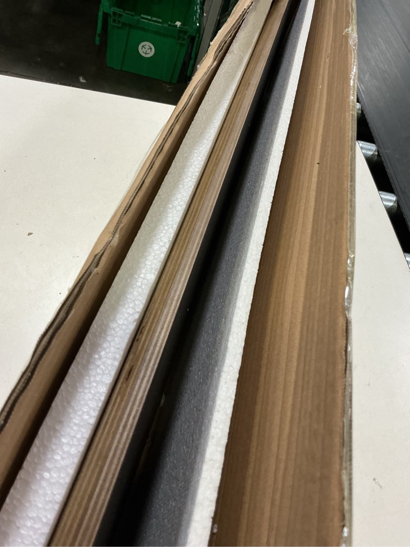 Condition photo showing Good Condition for kivy dual monitor riser with integrated metal shelf - wooden desk shelf for top of desk - wood monitor stand for desk 2 monitors / tv - dual monitor stand riser for desk - large walnut monitor stand walnut wood