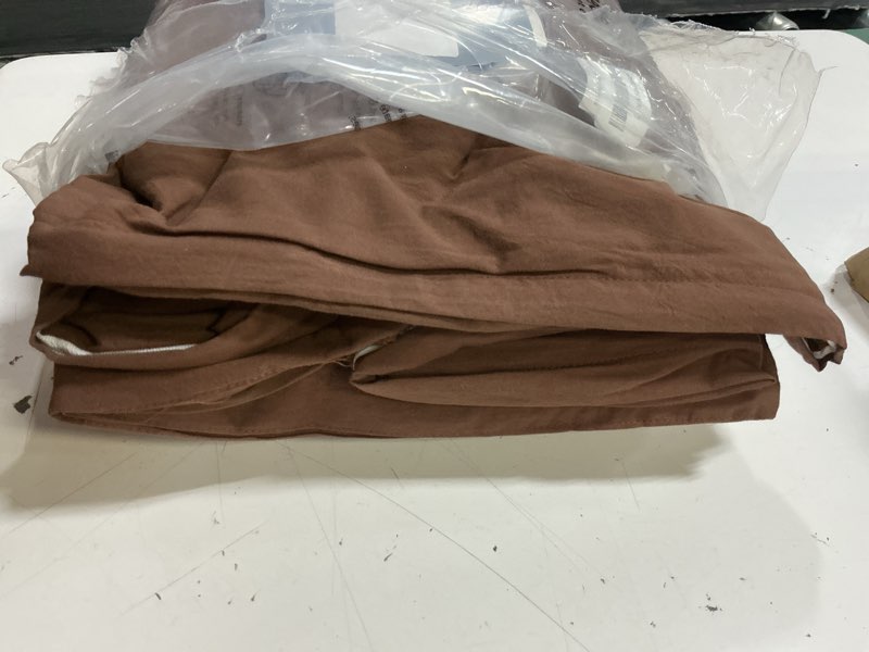 Condition photo showing Good Condition for bedsure 100% washed cotton duvet cover king size - brown minimalist bedding set linen like - purewoven plain simple & soft comforter cover for all seasons (brown, king, 104"x90") king (104" x 90") 06 - brown (no comforter)