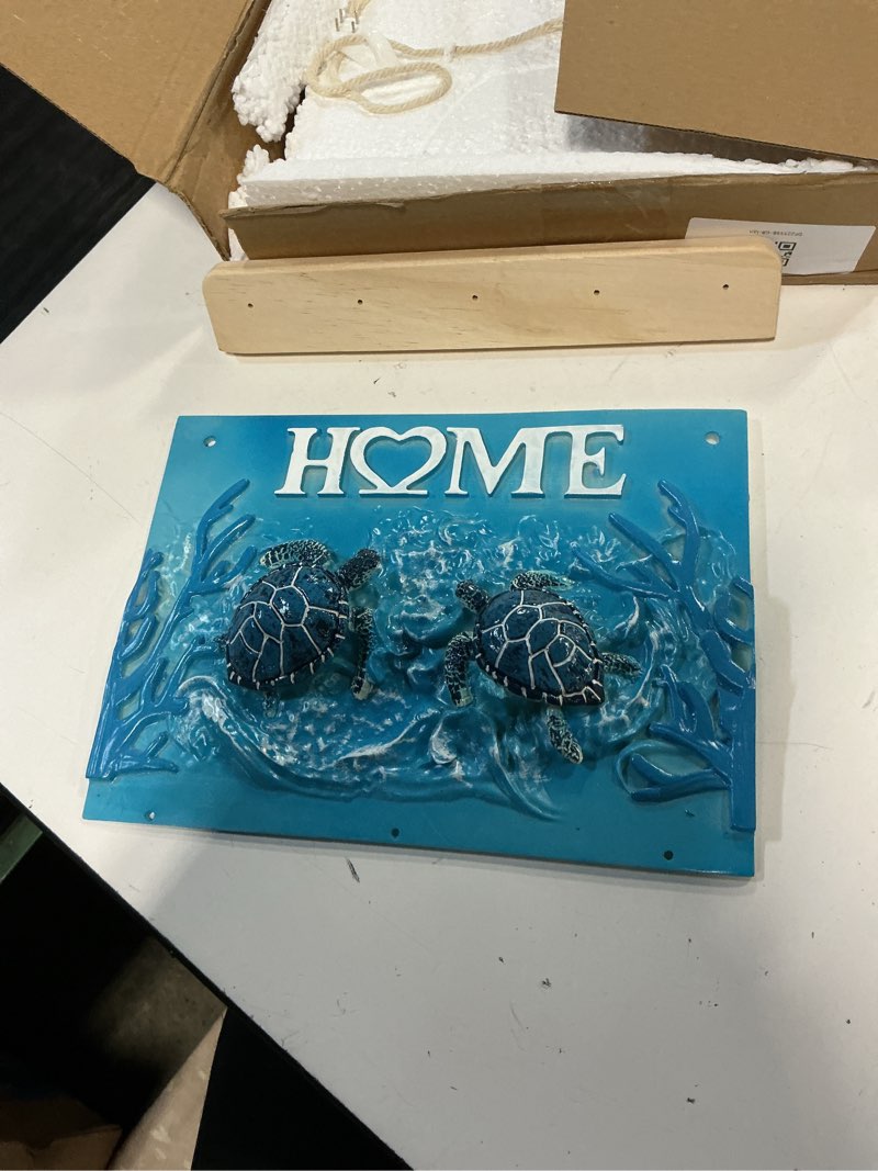 Condition photo showing New/Like New for ( different  model ) underwater world coastal welcome wall hanging sign- ocean blue octopus sea turtles slate hanging plaques for front door porch window farmhouse garden 5.1\" x 7.9\" wall home decor