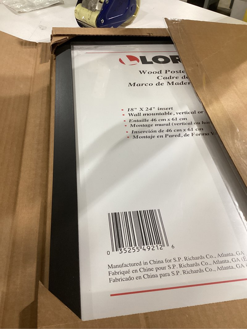 Condition photo showing As Is for Lorell Wood Poster Frame, 18" x 24", Black Black 18" x 24"