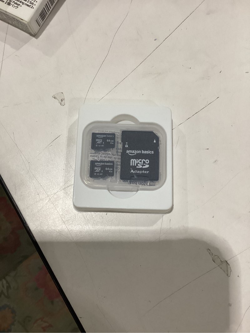 Condition photo showing New/Like New for Amazon Basics MicroSDXC UHS-I Class 10 Memory Card with Full Size Adapter, A2, U3, V30, 4K, Read Speed up to 100 MB/s, 64 GB (2pack), for GoPro Cameras Storage, Black 64GB(2 pack)