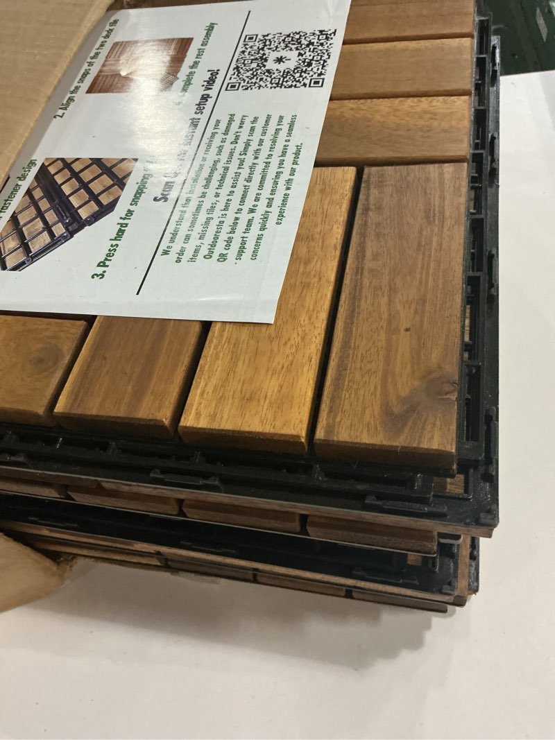 Condition photo showing New/Like New for patio flooring outdoor waterproof - balcony flooring 12x12 - pack of 10 snap-together interlocking patio floor tiles, waterproof outdoor tiles for pool, patio tiles outdoor interlocking all weather mosaic pattern walnut brown 10