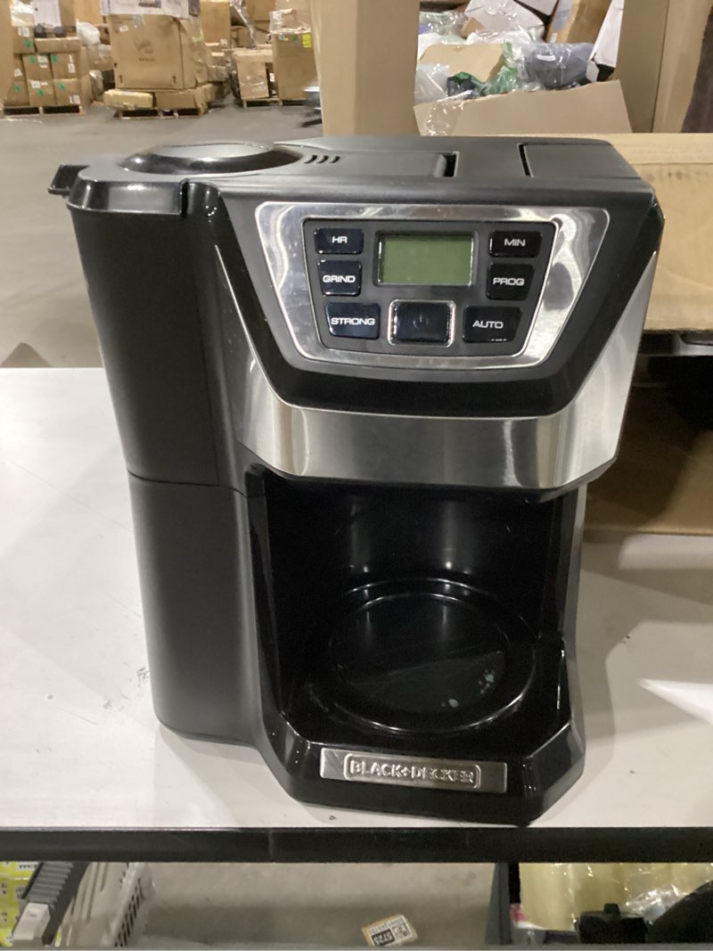 Condition photo showing As Is for not tested ***black and decker black+decker 12-cup mill and brew coffeemaker, black, cm5000b 12-cup coffee system