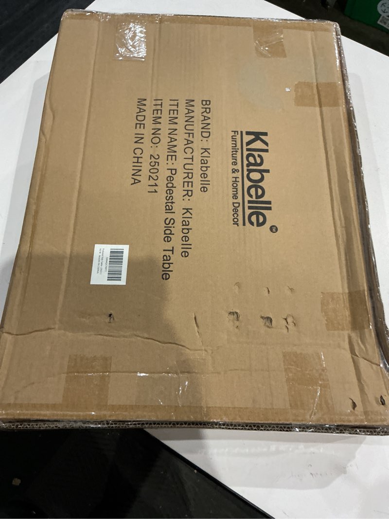 Condition photo showing New/Like New for side table with pedestal - adjustable height c shaped end tables for small spaces, couch, bedside, living room, 14x14x26 inch tv tray round stand for drink, snack, coffee - brown walnut brown