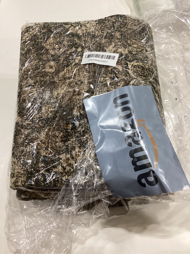 Condition photo showing New/Like New for 3x4 washable area rug brown vintage non slip soft low pile rug for entryway kitchen bathroom distressed oriental throw carpet for living room bedroom home decor 3' x 4' (rectangular) brown/black