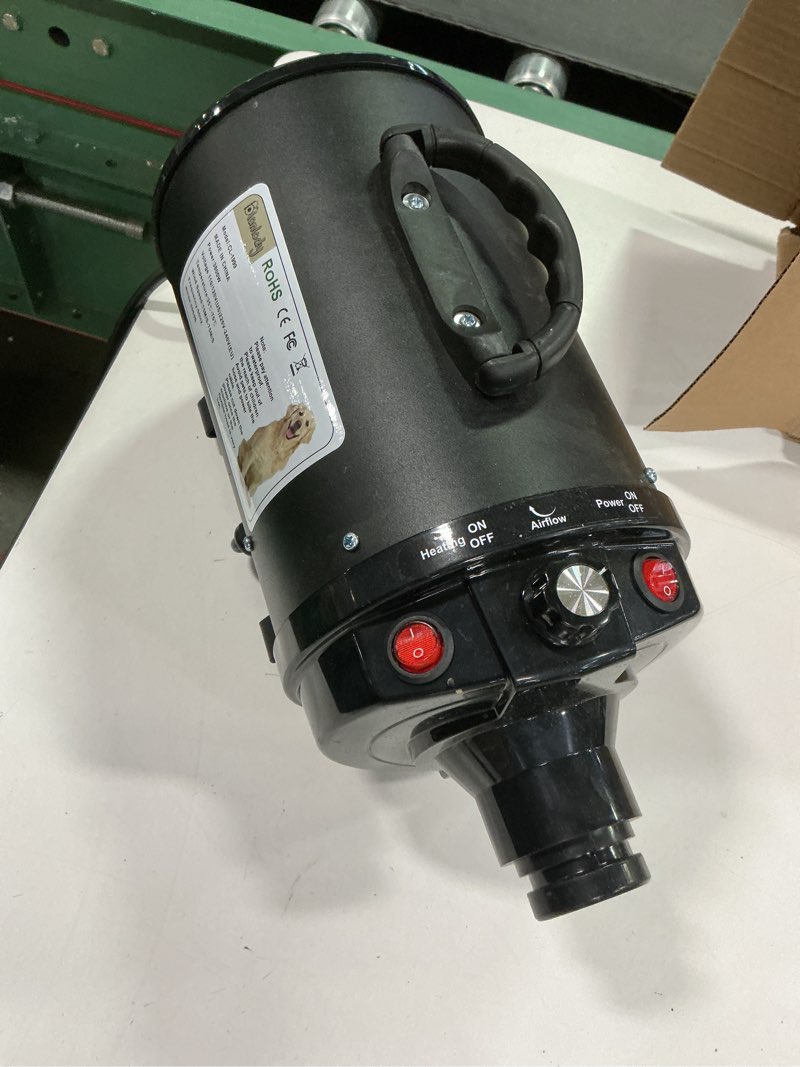 Condition photo showing As Is for Pet Dryer, 5.2HP/3800W Pet Grooming with Adjustable Speed and Temperature Control Dog Blow Dryer, Pet Hair Dryer with 3 Nozzle Black-1