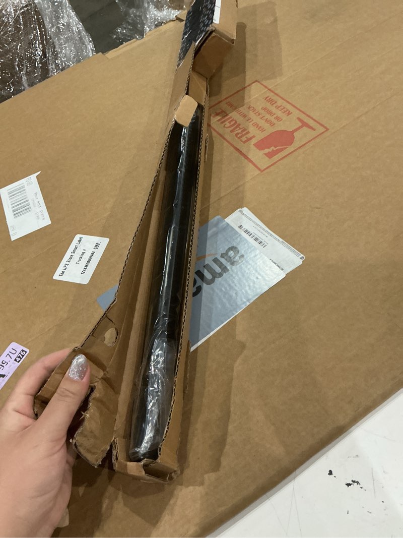 Condition photo showing As Is for ivilon drapery window curtain rod - end cap style design 1 inch pole. 28 to 48 inch color black