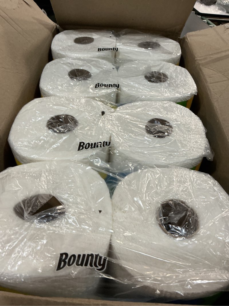 Condition photo showing New/Like New for bounty paper towels quick size, white, 16 family rolls = 40 regular rolls family 117 sheet (pack of 16)