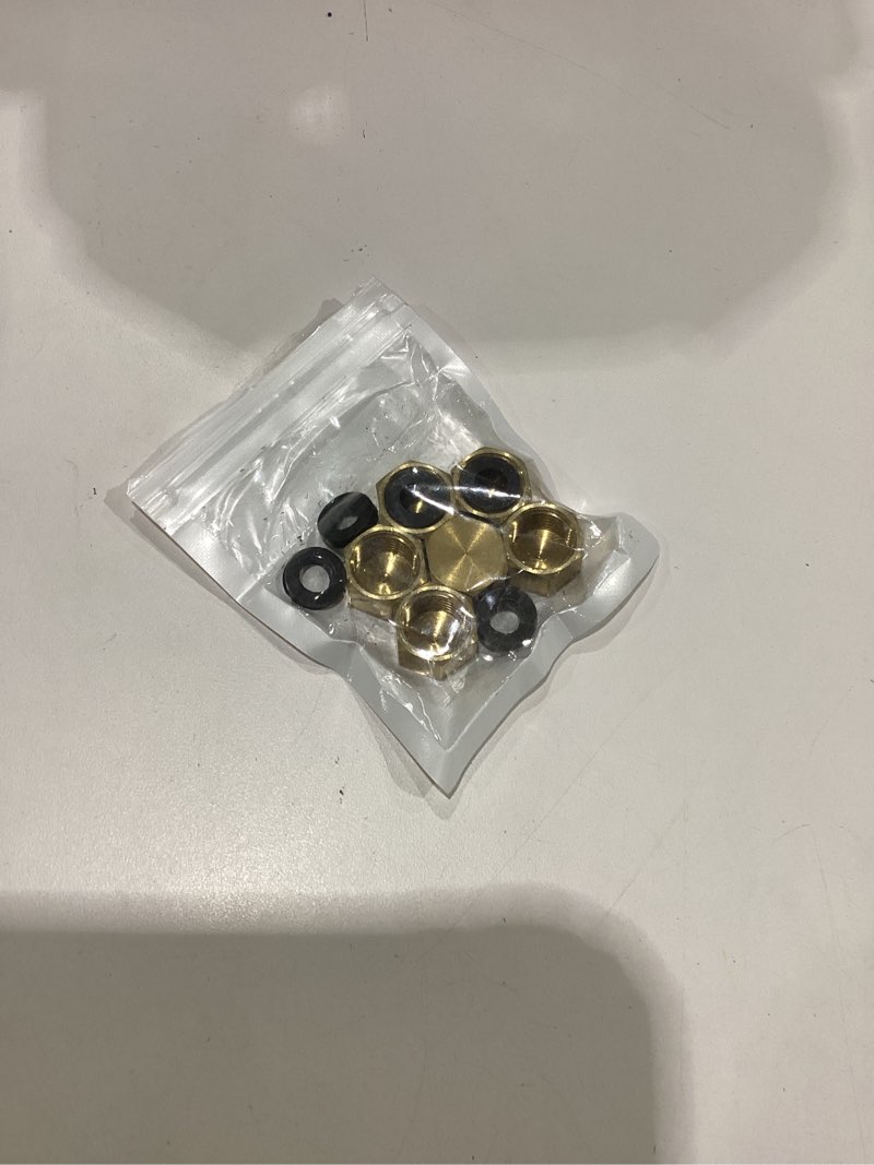 Condition photo showing New/Like New for 6pcs brass pipe cap, actual size: 13mm id x 17mm od x 9mm h - 1/4 inch npt hex head pipe fitting caps with rubber gasket faucet valve caps brass compression cap for closing off pipes