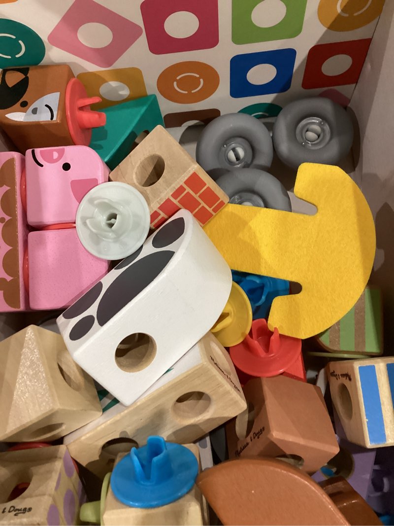Condition photo showing Good Condition for melissa & doug blockables™ farm snap and play, mix and match connectable wooden building blocks play set toy for preschool boys and girls (56 pcs)
