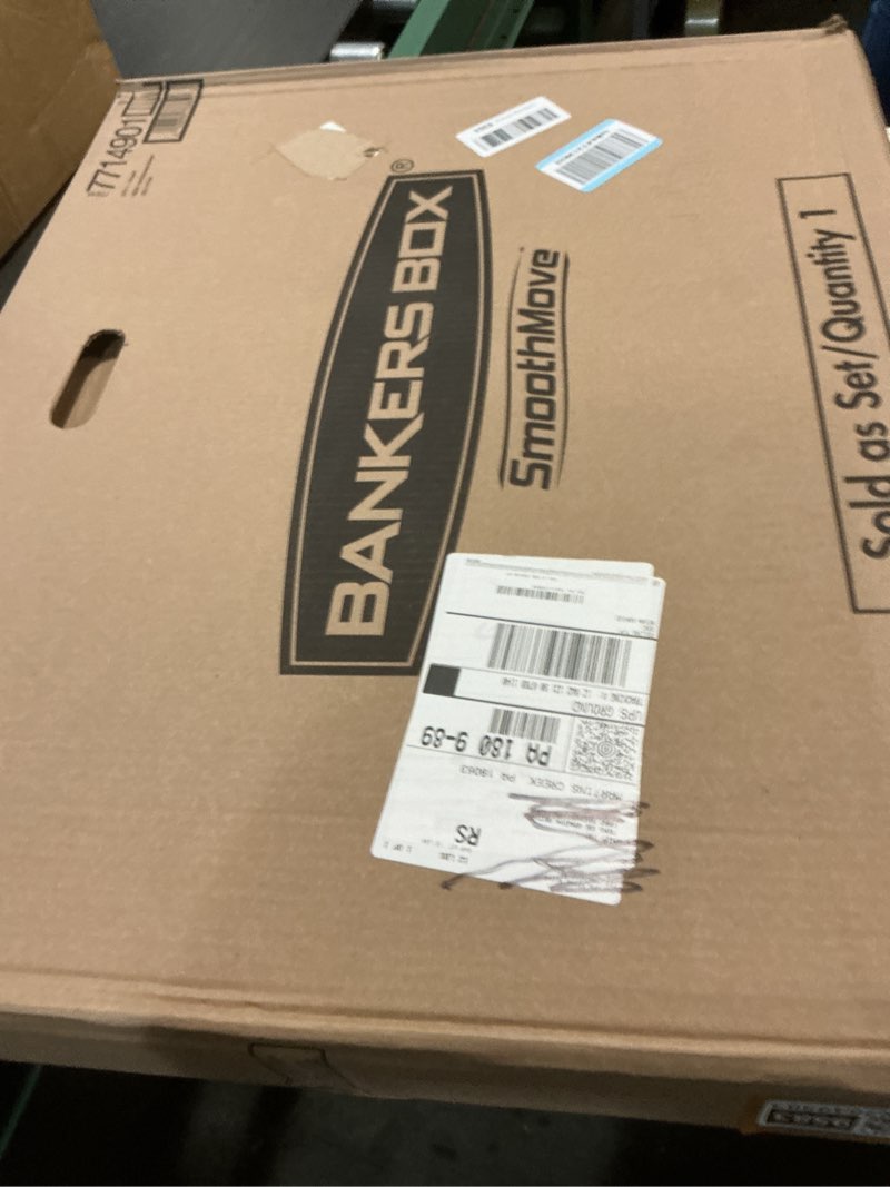 Condition photo showing New/Like New for bankers box small classic moving box 10 pack, reinforced handles, tape-free assembly, box with lid, 15-in x 12-in x 10-in (7714901) small, 10 count (pack of 1)