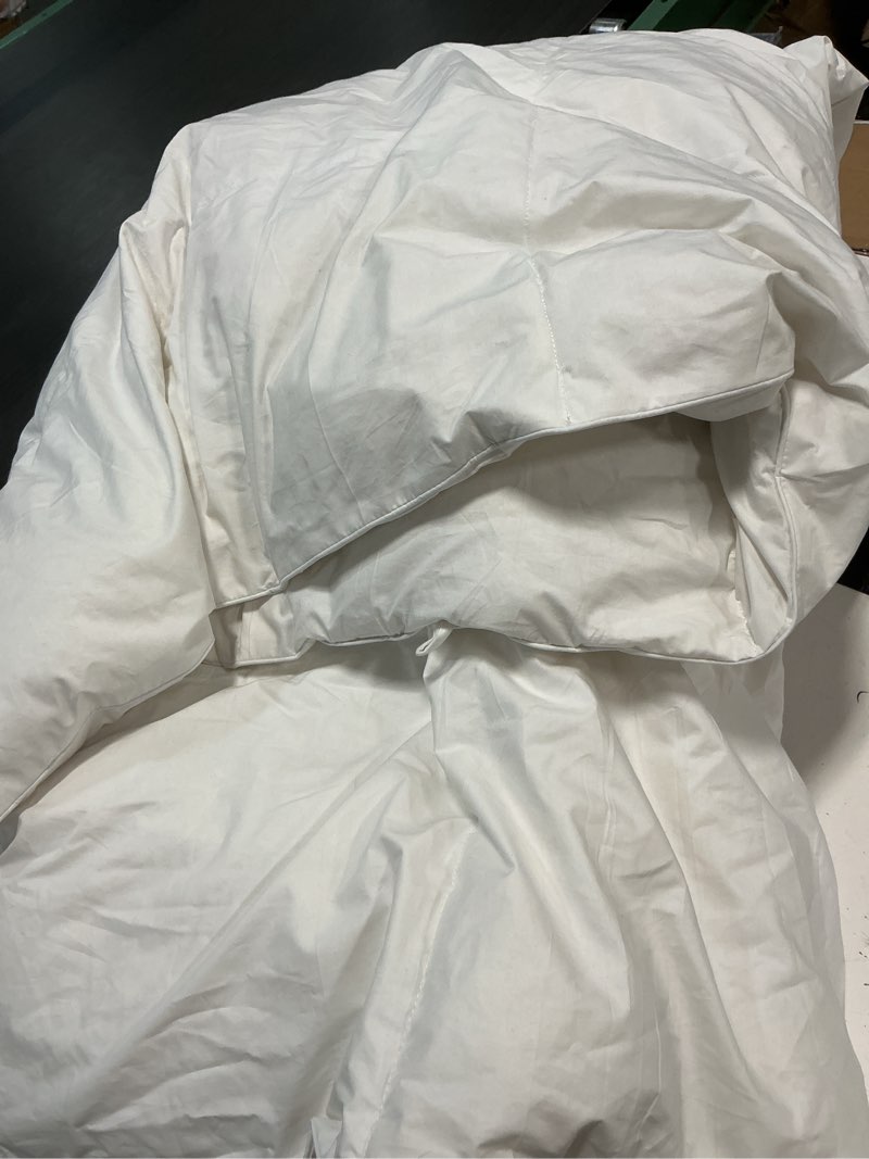 Condition photo showing As Is for serta goose feather down fiber cotton comforter twin size - 100% cotton duvet insert - hotel luxury hypoallergenic bedding comforter all season medium warmth 68 x 90 inch white twin all season