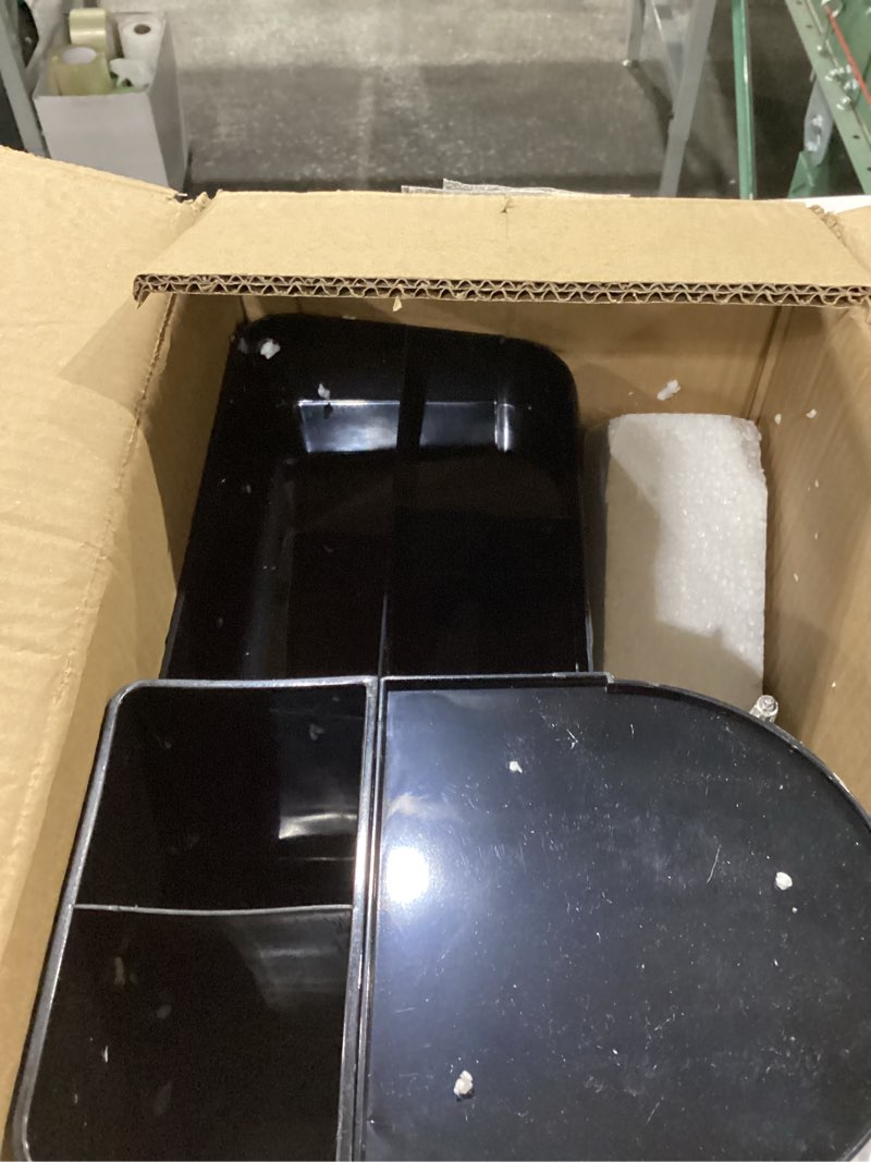 Condition photo showing As Is for Makeup Organizer with Rotating Brush Holder Cosmetic Organizer with Drawers Countertop Skincare Organizer for Vanity,Cosmetic Display Case Storage (Black, Large) Black Large