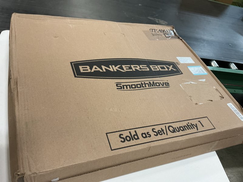 Condition photo showing New/Like New for bankers box small classic moving box 10 pack, reinforced handles, tape-free assembly, box with lid, 15-in x 12-in x 10-in (7714901) small, 10 count (pack of 1)