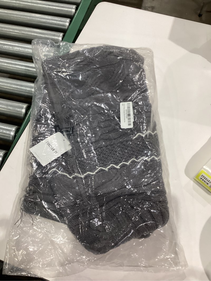 Condition photo showing New/Like New for Forever 21 Womens Distressed Cable Knit Sweater X-Large Grey