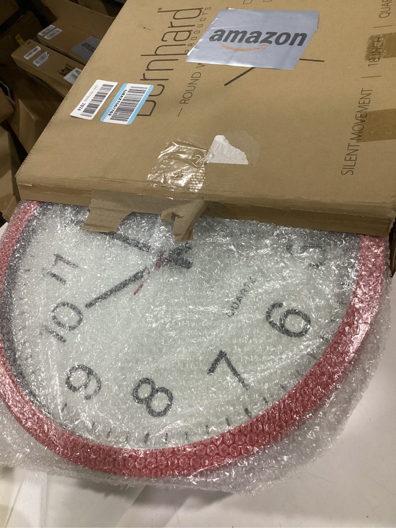 Condition photo showing Good Condition for bernhard products red wall clock silent non ticking - xl 18 inch quality quartz battery operated round easy to read home/office/classroom/school clock red 18 inch
