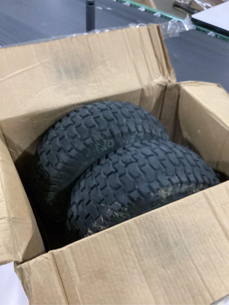 Condition photo showing As Is for 15x6.00-6 lawn mower tire and wheel front tire compatible with john deere craftsman husqvarna riding mowers lawn tractors