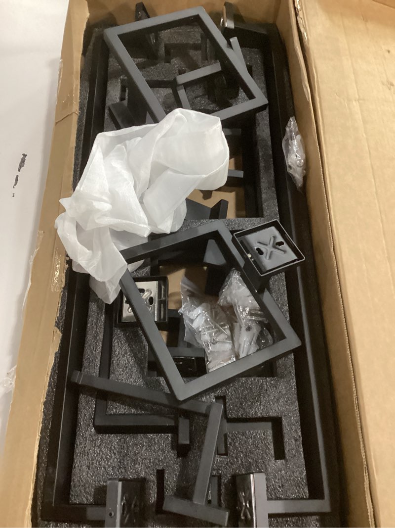 Condition photo showing As Is for Black metal bathroom set for towels wash cloths hand towels and toilet paper holder (similar to stock photo)